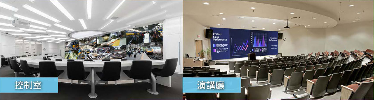 應用情境示意：控制室、演講廳