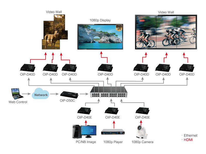 OIP-D40D 解碼器與顯示器連接示意